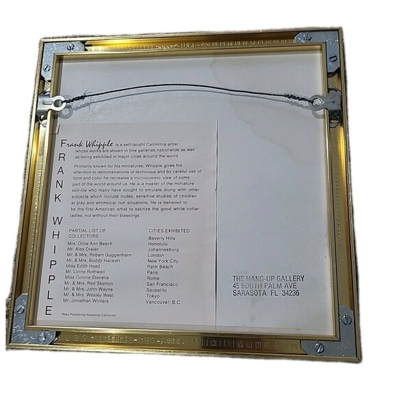 Vintage FRANK WHIPPLE Signed 833/1000 "Tic Tac Toe" Matted with Gold Metal Frame - Picture 6 of 7